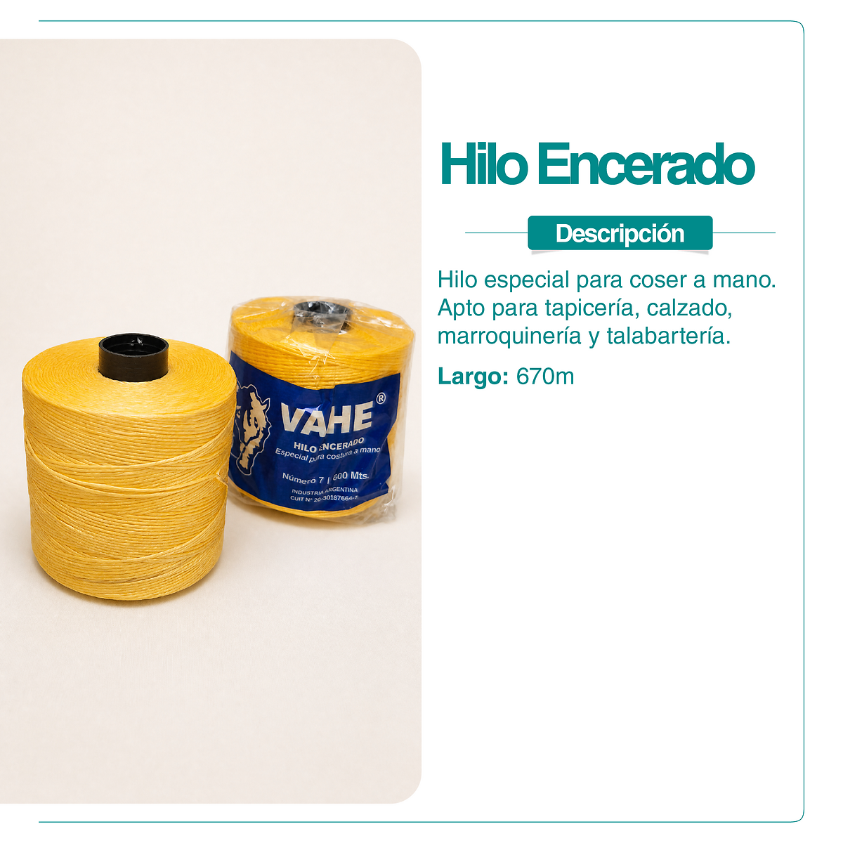 HILO ENCERADO N 7 X 670 MTS